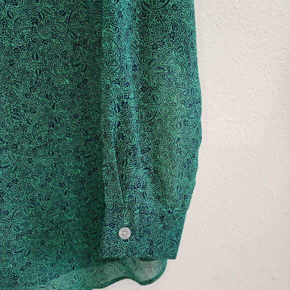 Cabi Floral Long Sleeve V-Neck Sheer Work Blouse Green Career Wear Size Medium - Picture 7 of 11